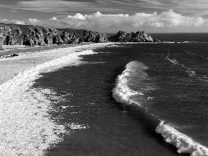 rocks, sea, Waves