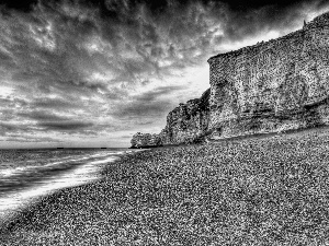 west, sea, Rocks, sun