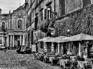 Houses, Restaurant, Rome, Street