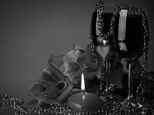 composition, Wine, candle, glasses