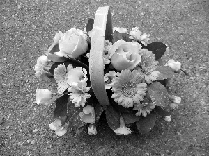 bunch, gerberas, roses, flowers