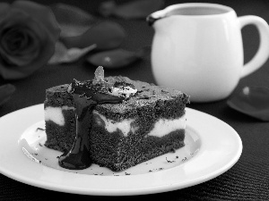 cake, mug, roses, plate