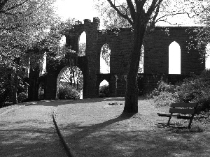 ruins, castle, trees, viewes, Park