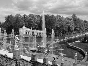 Park, statues, Russia, Fountains