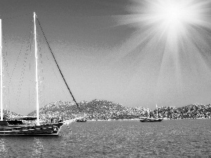 water, The Hills, sailboats