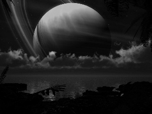 Saturn, Universe, sea