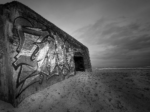 block, Beaches, Graffiti, sea, wall, concrete