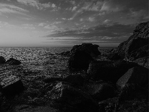 rocks, Great Sunsets, sea