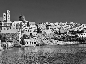 Greece, Town, sea, Syros
