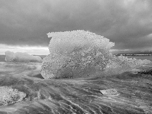 sea, mountains, Ice