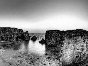 sea, Sky, rocks