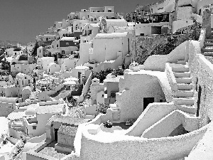 santorini, buildings, sea, Town