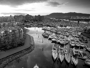 Town, Yachts, sea, port