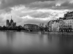 Paris, France, Cathedral Notre Dame, Houses, River Seine