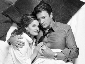 actress, Castle, actor, series, The main characters, Stana Katic, Nathan Fillion