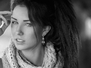 brunette, make-up, shawl, jewellery