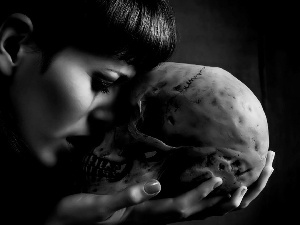 skull, Women, hands