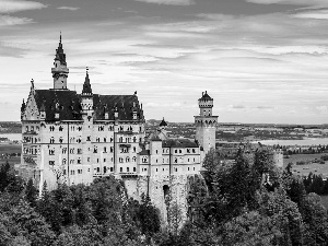 Castle, Hill, Sky, Neuschwanstein