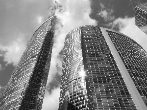 skyscrapers, Russia, Sky, clouds, skyscrapers, Moscow