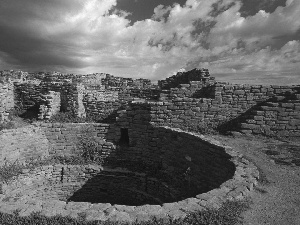 Sky, clouds, structures, the walls, ruins