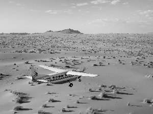 Desert, plane, Sky, flying