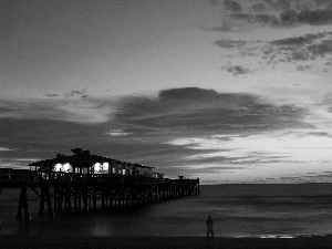 pier, sea, Sky, Restaurant