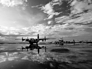 Airports, WET, Sky, reflection, Planes, CD