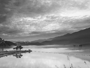 Taiwan, Mountains, Sky, sea