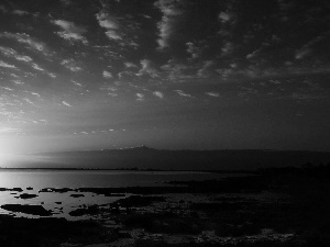 west, sea, Sky, sun
