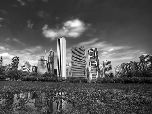 skyscrapers, clouds, Park, Manhattan, Central