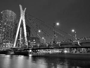 River, Tokio, skyscrapers, Dusk, bridge, Japan