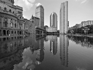 skyscrapers, Boston, River
