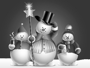 snowmen, Three, Christmas