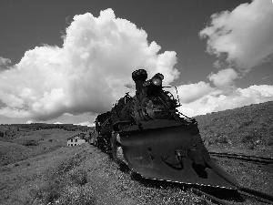 snowy, locomotive, plough