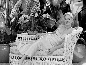 Plants, Sharon Stone, sofa