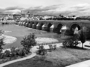 Houses, River, Spain, bridge