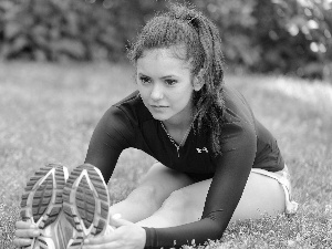 girl, Sport, Nina Dobrev, Meadow