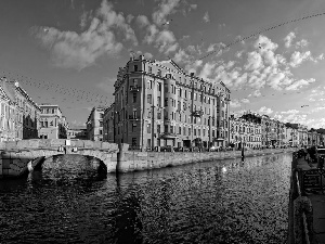 St.Petersburg, Russia, bridge, canal, Houses