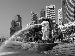 Merlion, Hotel hall, Stairs, Singapur