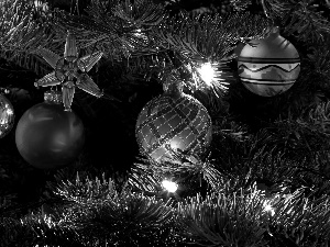 baubles, christmas tree, star