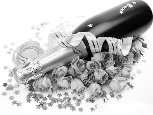 Champagne, roses, Stars, Pink