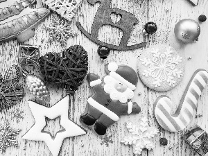 ginger, Christmas, baubles, Stars, hearts, ornamentation