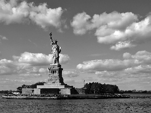 Liberty, River, statue, freedom, Island, Hudson