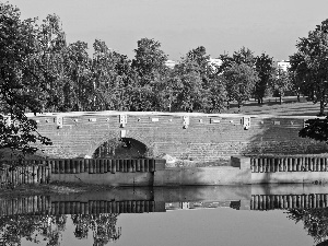 stone, bridge, Park, lake, Tsaritsyno