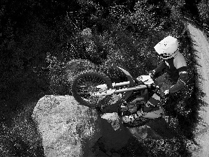 Motorbike, Way, stone, Cross