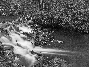 Stones, River, waterfall