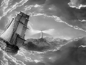 sea, sailing vessel, Storm, Sky