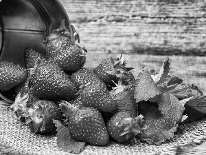 strawberries, Fruits, Bucket