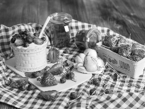 dessert, Fruits, strawberries, Jam