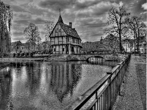 Houses, River, Street, bridges